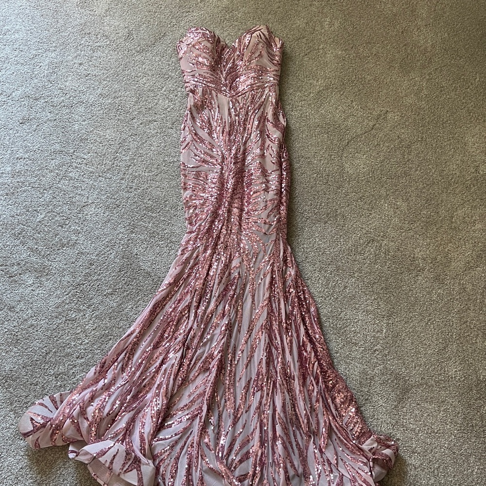 Elegant Pink Sequin Evening Gown Portia and Scarlett